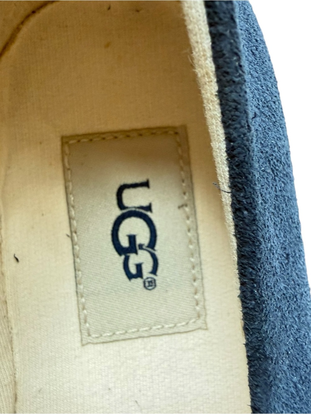 UGG Women Flats Size 7 Navy Blue Suede Leather Slip On Platform - Picture 11 of 11